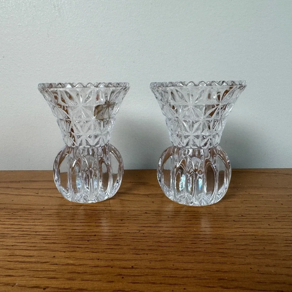 Princess House Made by Fostoria 24% Lead Crystal Bud Vases‎ Set of 2